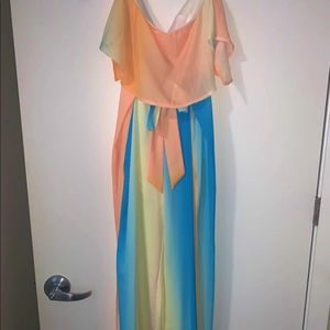 Tie Dye Jumpsuit with Slits on Both Legs